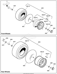 Wheels And Tires Group Diagram and Parts List for 2691085-00 (107250040)(2012) Briggs and Stratton Lawn Tractor